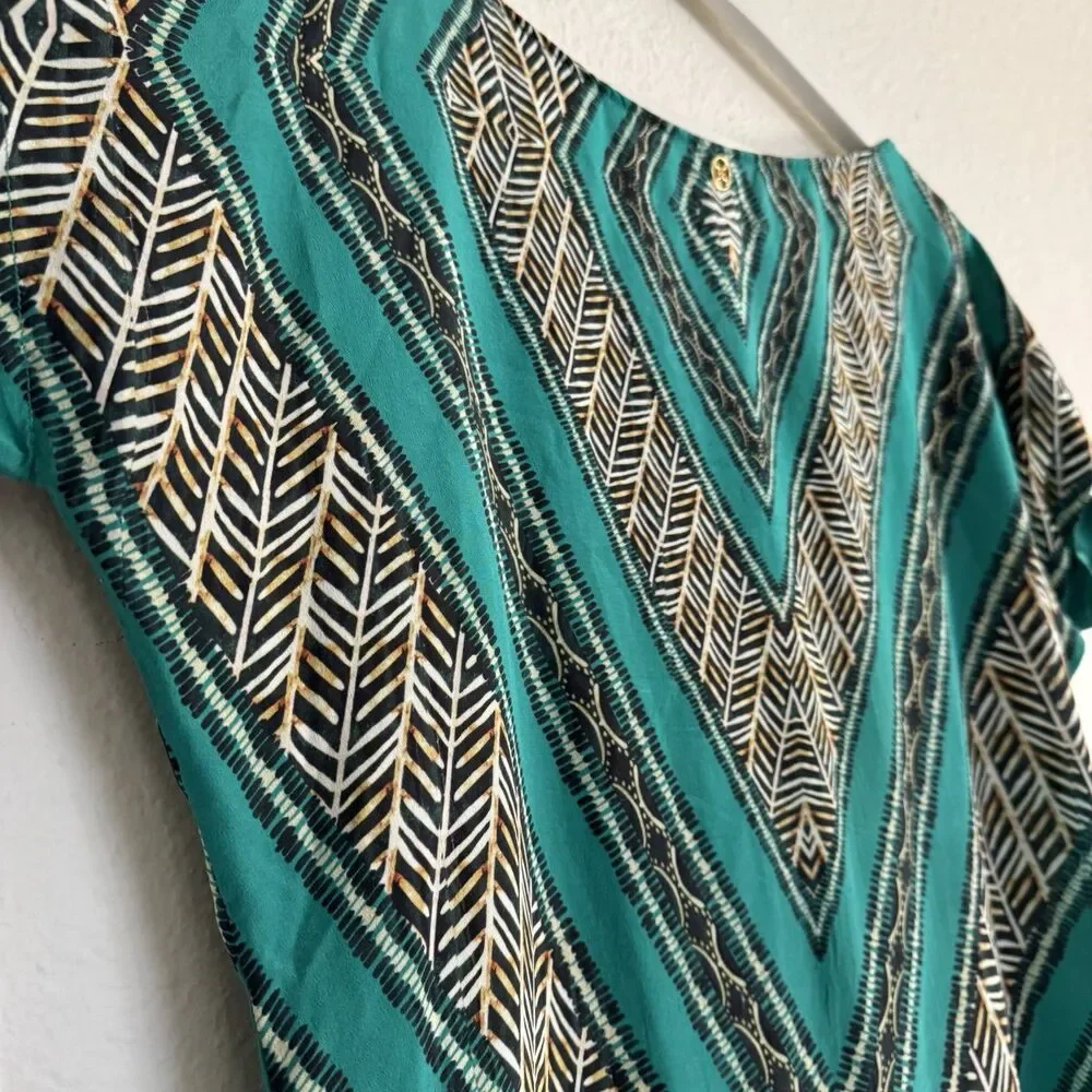 ViX Paula Hermanny 100% Silk Blue Turquoise Coverup Boho Euro Vacation Swim Sz S